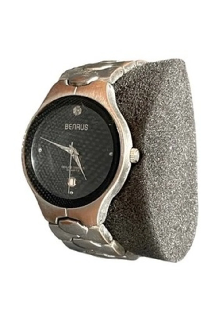 Vintage Benrus BNW745 Genuine Diamond Stainless Steel Bracelet Quartz Mens Watch